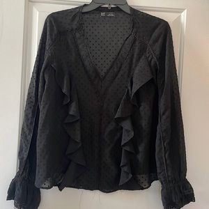 ZARA black blouse with ruffles size M
